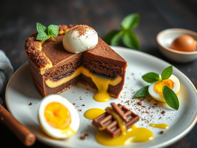 Chocoladetaart met advocaat — AI-gegenereerde illustratie