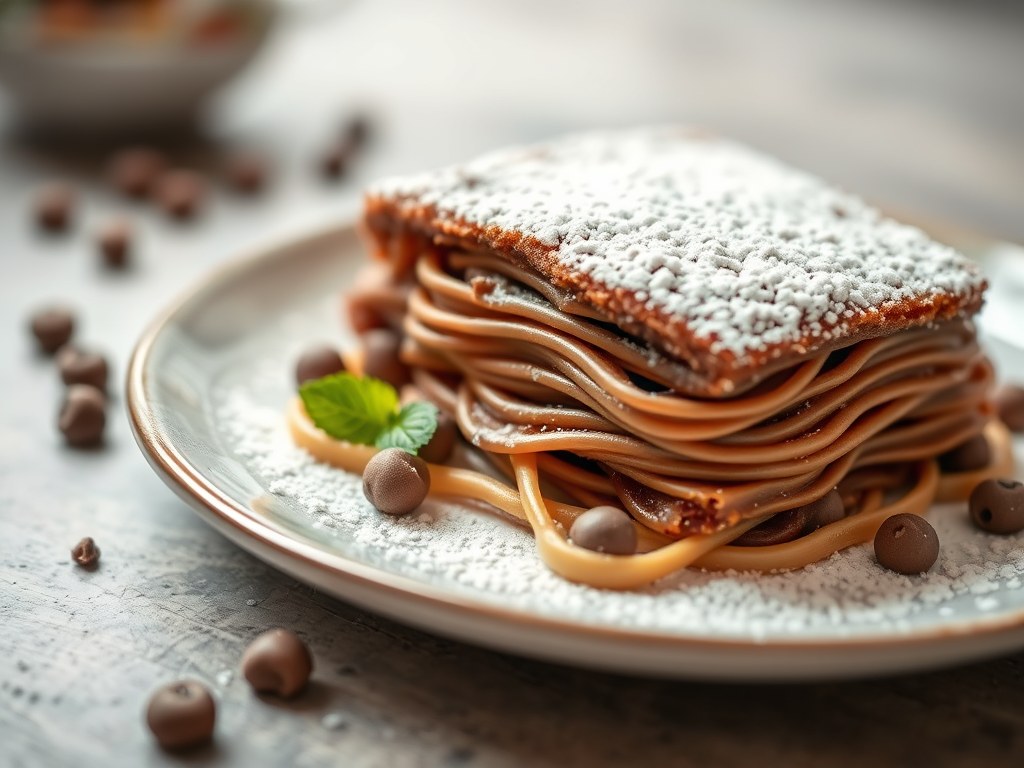 Chocopasta- of Nutellacake, AI-gegenereerde illustratie