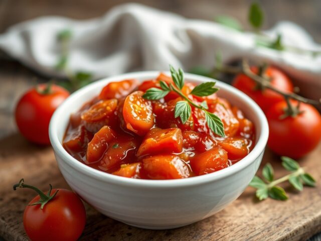 Chutney van tomaten — AI-gegenereerde illustratie
