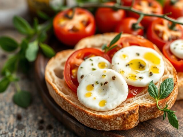 Ciabatta met olijven en mozzarella — AI-gegenereerde illustratie