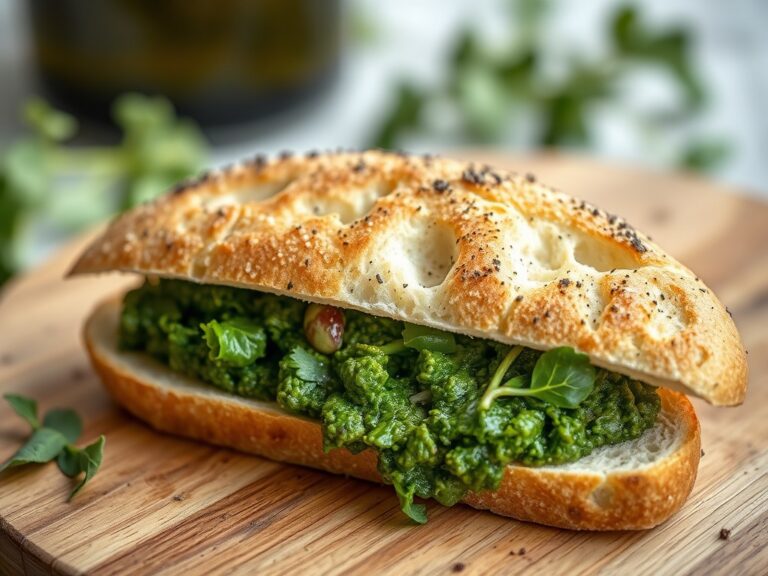 Ciabatta met rucolapesto — AI-gegenereerde illustratie