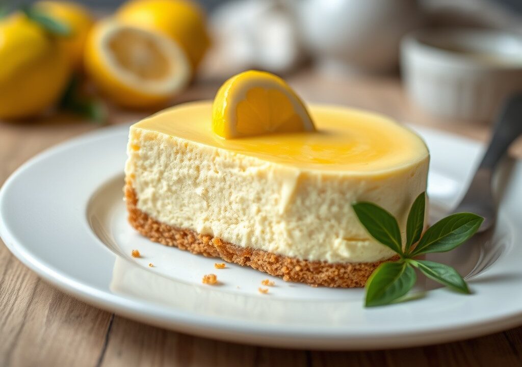 Citroen cheesecake — AI-gegenereerde illustratie