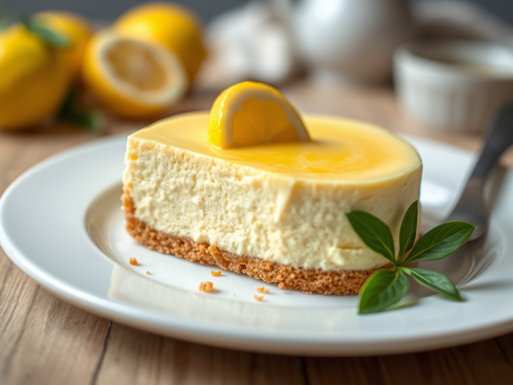 Citroen cheesecake, AI-gegenereerde illustratie