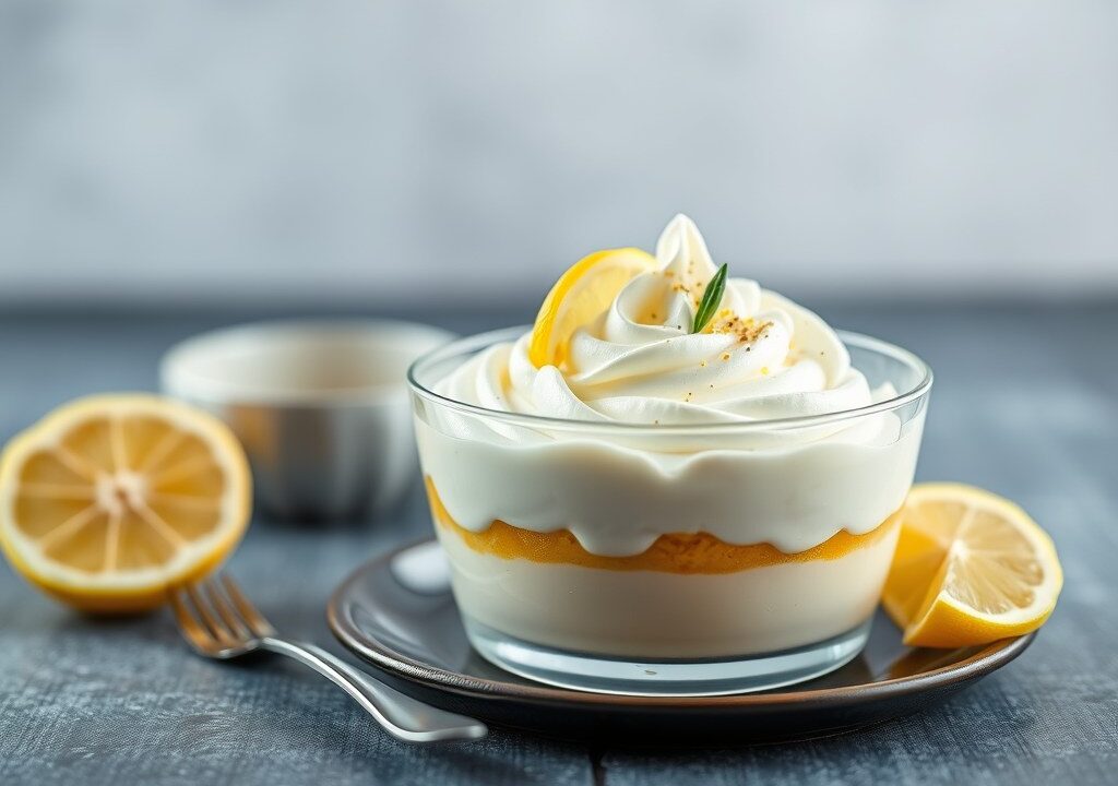 Citroenmousse, AI-gegenereerde illustratie