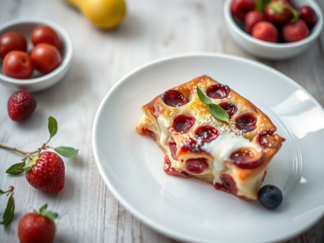 Clafoutis met pruimen — AI-gegenereerde illustratie