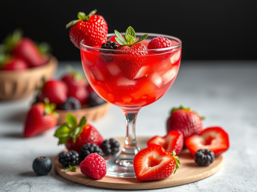 Cocktail van rode vruchten, AI-gegenereerde illustratie