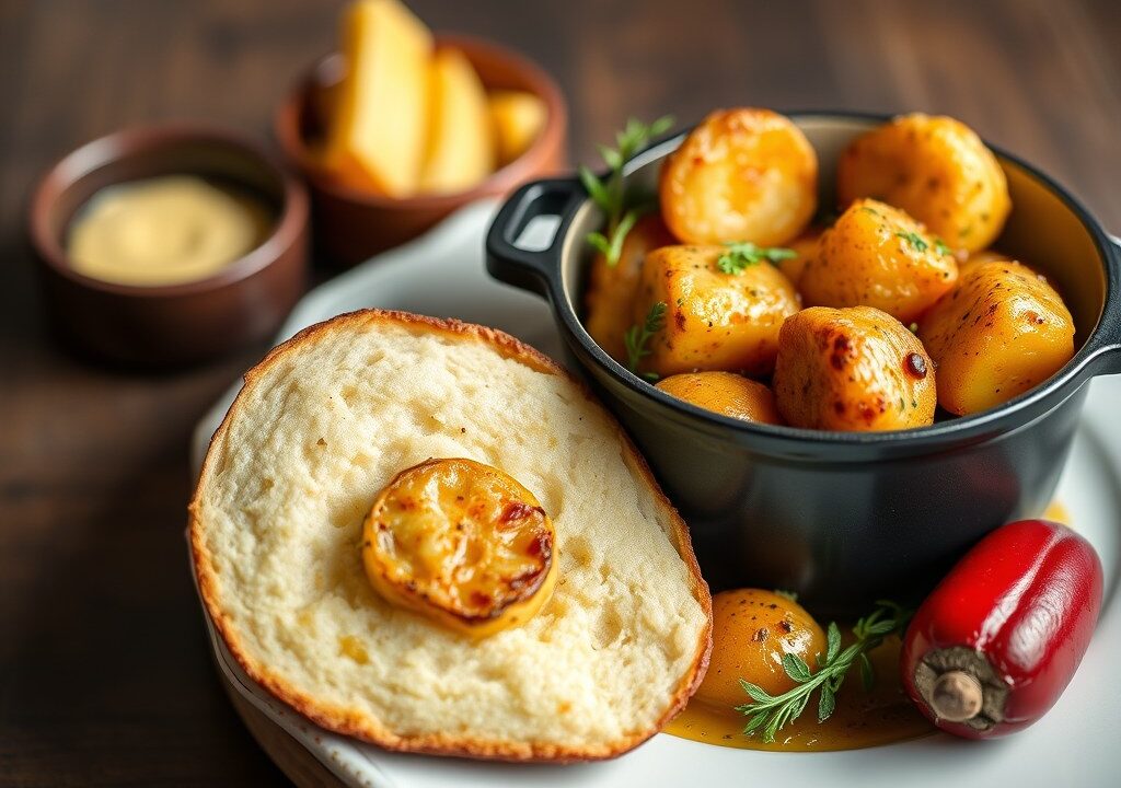 Cocotte met rog en piepkuiken — AI-gegenereerde illustratie