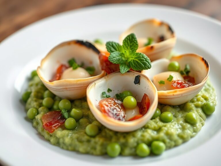 Coquilles met Doperwtenpuree — AI-gegenereerde illustratie