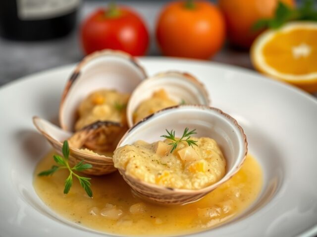 Coquilles met een Venkelpureetje — AI-gegenereerde illustratie