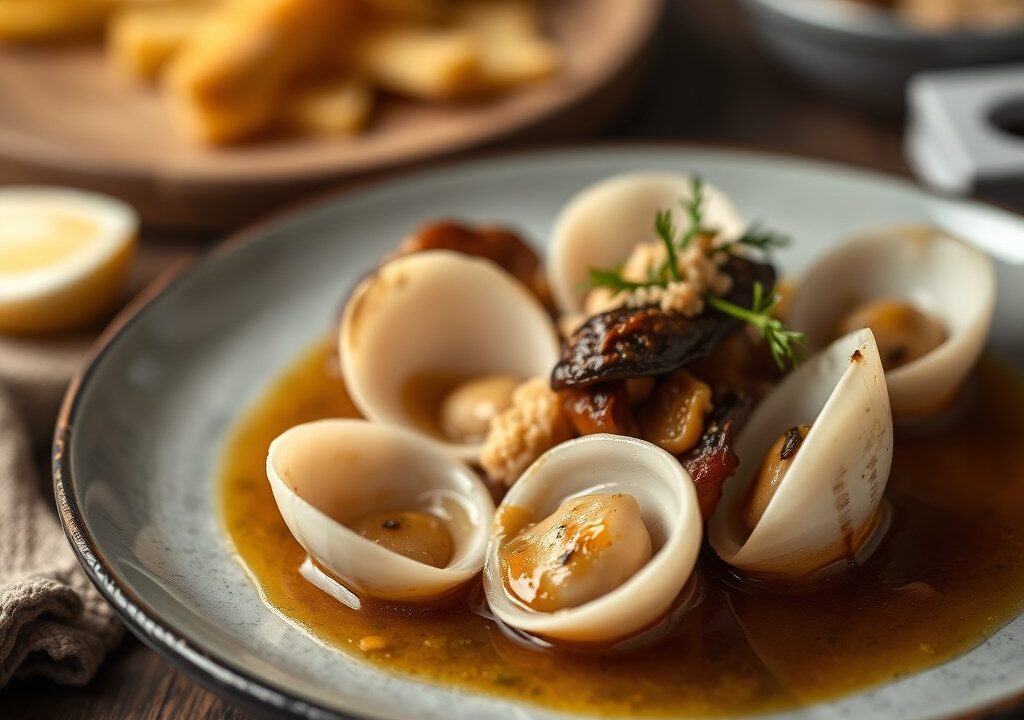 Coquilles Saint Jacques in Gecarameliseerde Bruine Botersaus — AI-gegenereerde illustratie