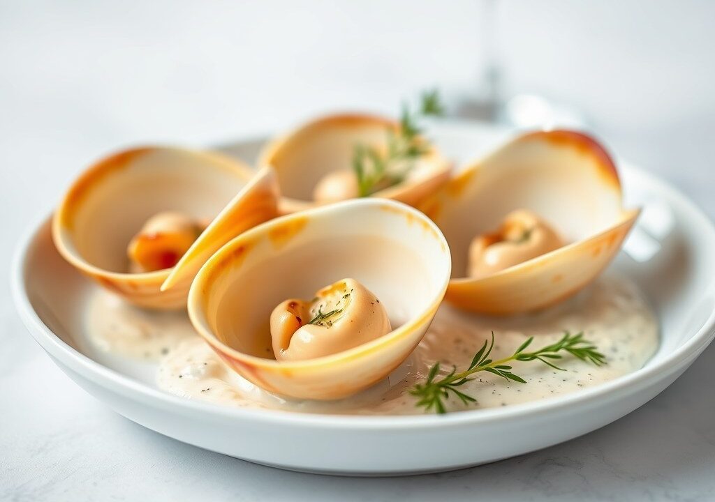 Coquilles St.Jacques in Noilly Prat-Room — AI-gegenereerde illustratie