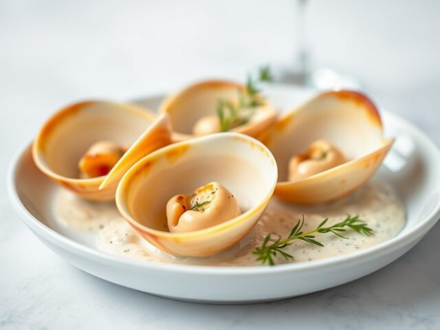 Coquilles St.Jacques in Noilly Prat-Room — AI-gegenereerde illustratie