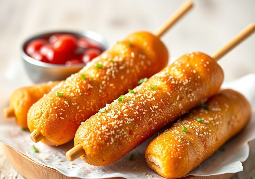 Corndogs, AI-gegenereerde illustratie