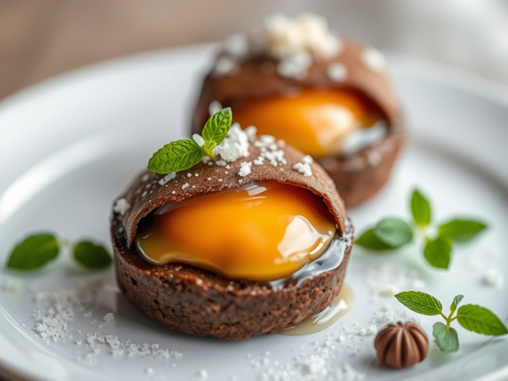 Coulants au chocolat met fleur de sel, AI-gegenereerde illustratie