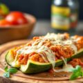 Courgette, gevuld met zelfgemaakte bolognese saus test