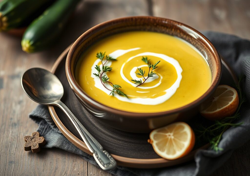Courgette-Venkel Soep — AI-gegenereerde illustratie
