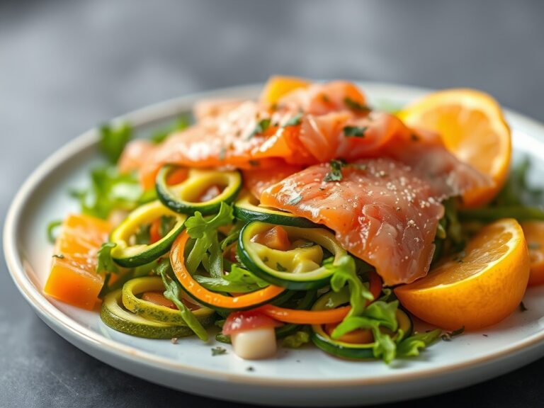 Courgettesalade met gerookte zalm