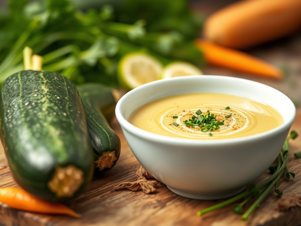 Courgettesoep, AI-gegenereerde illustratie