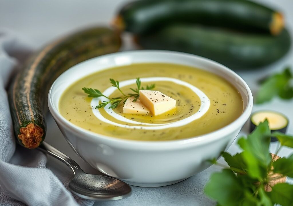 Courgettesoep met Roquefort — AI-gegenereerde illustratie