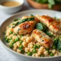 Couscous met kip, spinazie en erwtjes