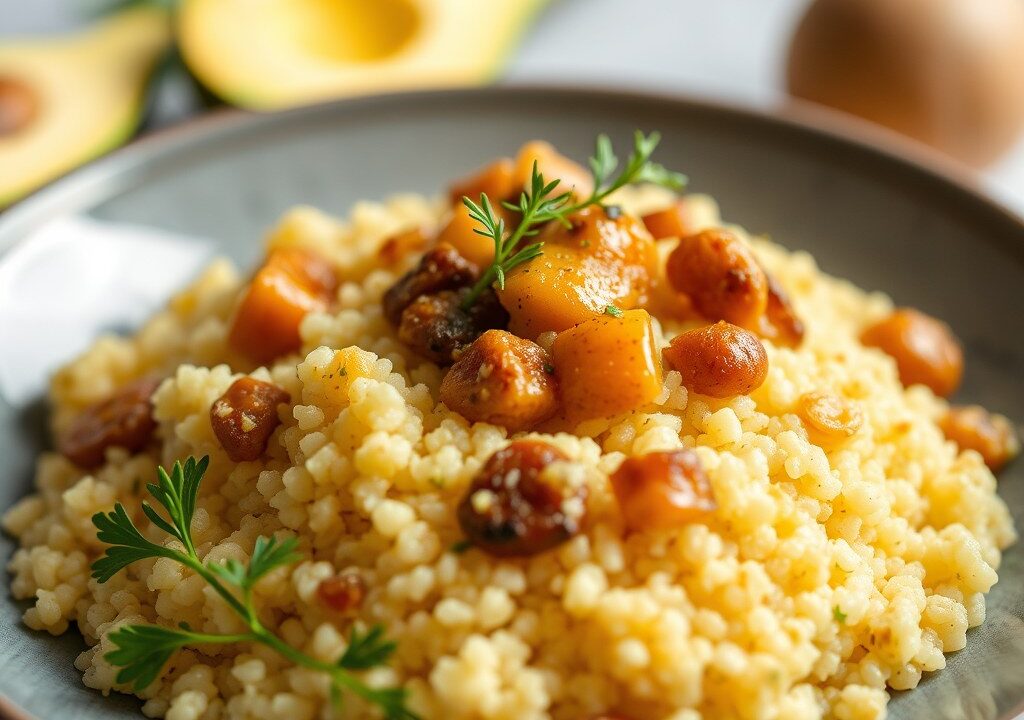 Couscous met Venkel en Amandelschaafsel — AI-gegenereerde illustratie