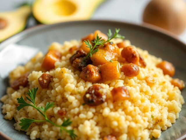 Couscous met Venkel en Amandelschaafsel — AI-gegenereerde illustratie