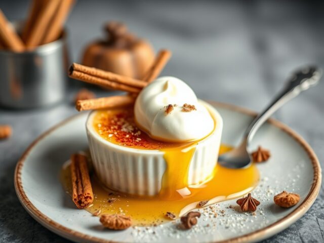 Crème brûlée met speculaas — AI-gegenereerde illustratie