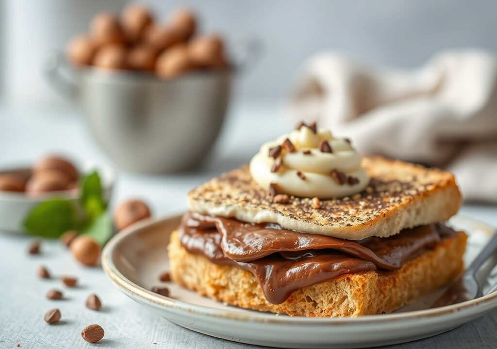 Croque chocolade met hazelnoten — AI-gegenereerde illustratie