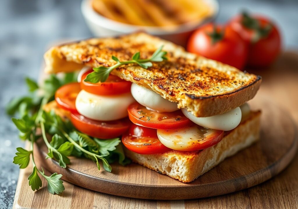 Croque-monsieur met gegrilde groenten — AI-gegenereerde illustratie