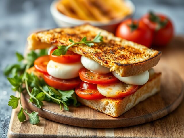 Croque-monsieur met gegrilde groenten — AI-gegenereerde illustratie
