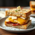 Croque-monsieur met peer en blauwe kaas