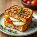 Croque monsieur van notenciabatta, spek & geitenkaas