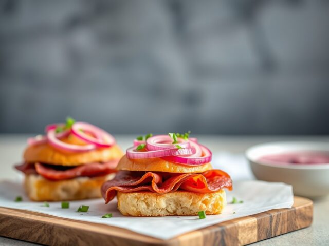 Croques met Pastrami rode uien en Passendale — AI-gegenereerde illustratie