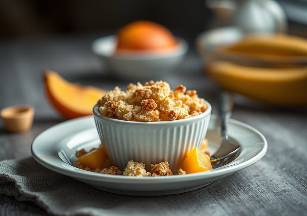 Crumble met ananas en speculaas — AI-gegenereerde illustratie