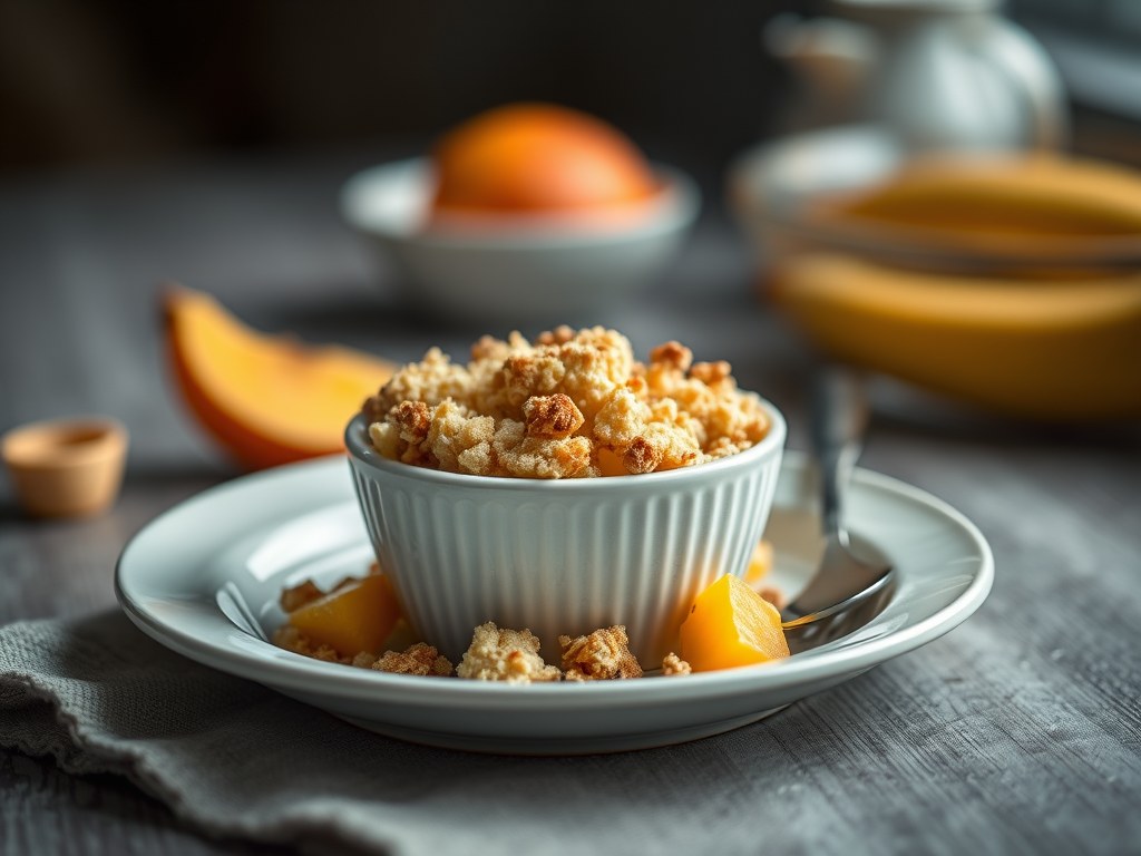 Crumble met ananas en speculaas, AI-gegenereerde illustratie
