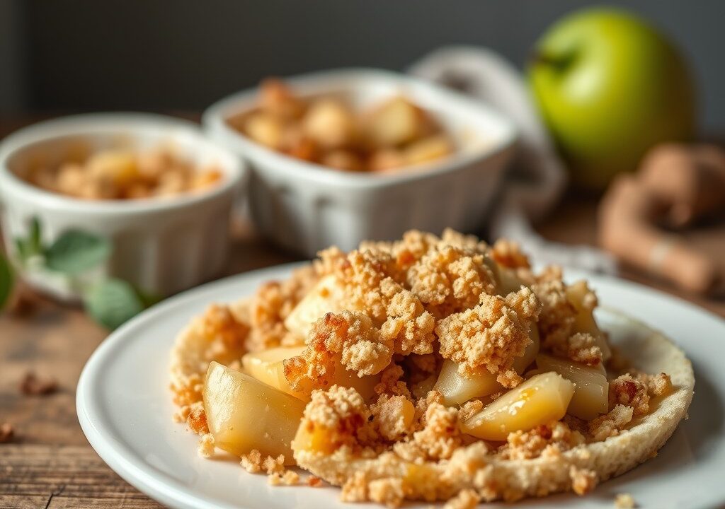 Crumble van granny smith met gember, AI-gegenereerde illustratie