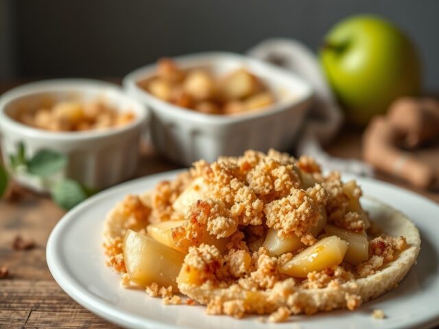 Crumble van granny smith met gember — AI-gegenereerde illustratie