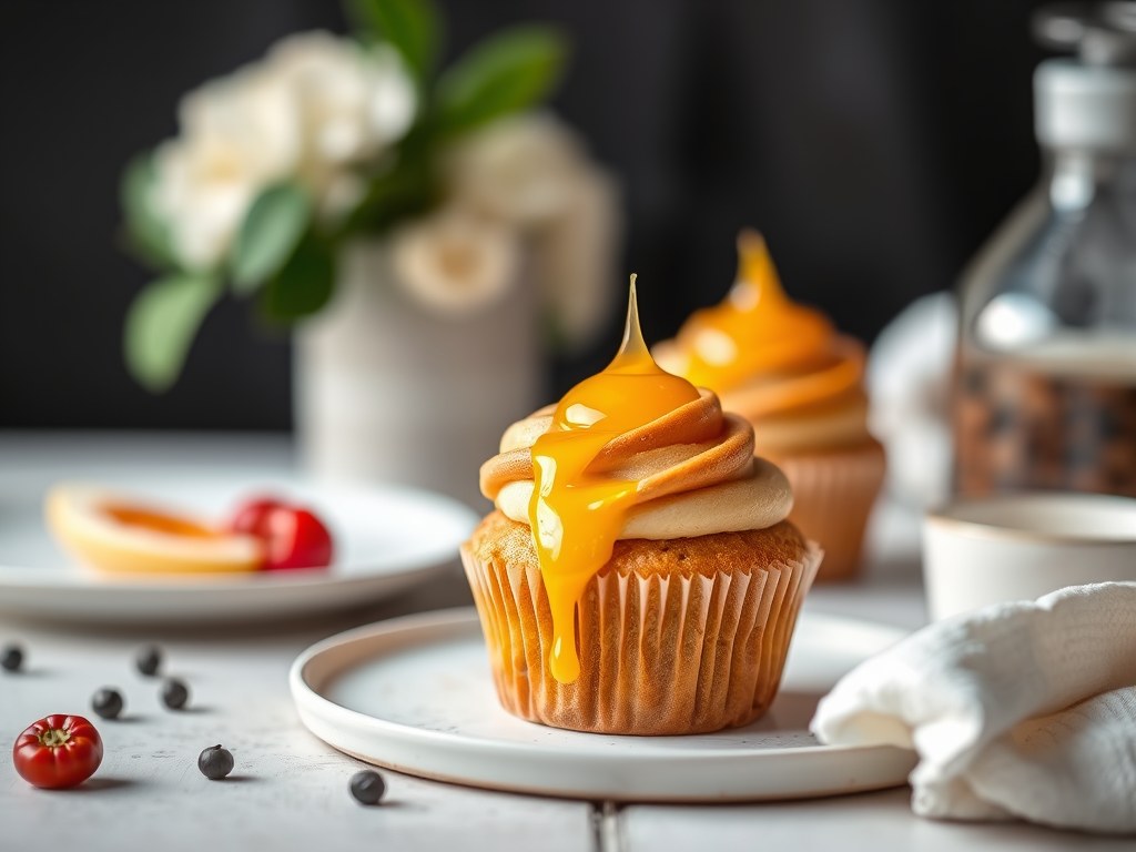 Cupcakes met drop en pepermunt, AI-gegenereerde illustratie