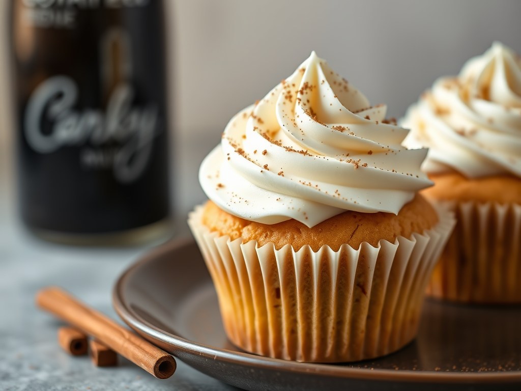 Cupcakes met Irish coffee en slagroom, AI-gegenereerde illustratie