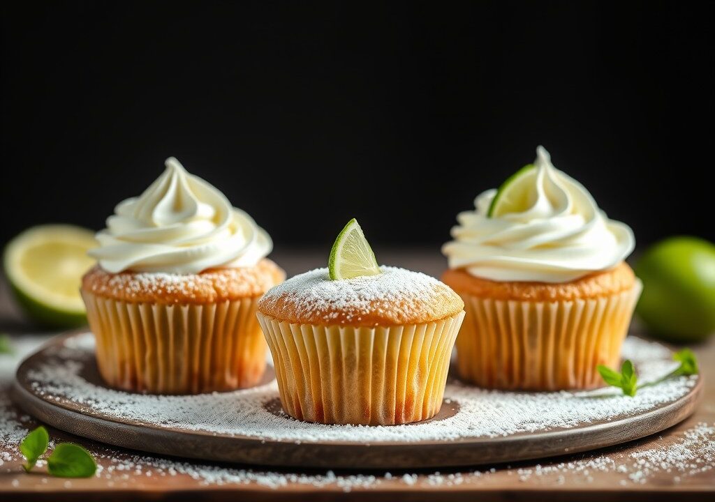 Cupcakes met limoen en ricotta — AI-gegenereerde illustratie