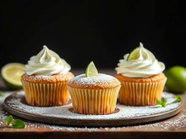 Cupcakes met limoen en ricotta — AI-gegenereerde illustratie