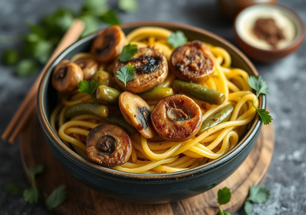 Curry met 3 B’s (Boontjes-Babymais-Beafstuk), AI-gegenereerde illustratie