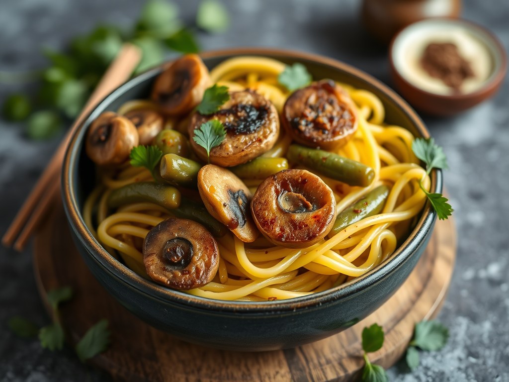 Curry met 3 B’s (Boontjes-Babymais-Beafstuk), AI-gegenereerde illustratie