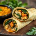 Curry-spinaziewraps met kip