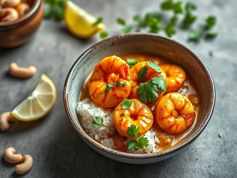 Curry van garnalen op Indische wijze — AI-gegenereerde illustratie
