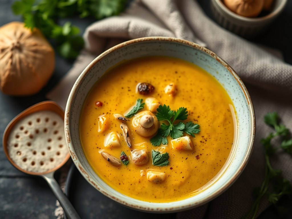 Currysoep, AI-gegenereerde illustratie