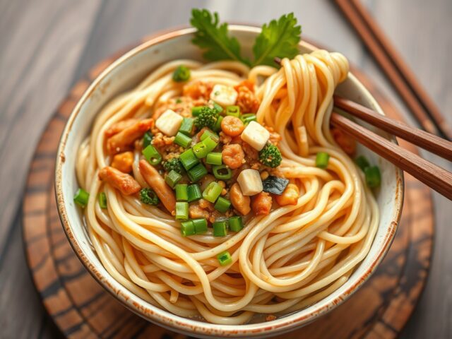 Dan Dan Noedels voor Vegetariers — AI-gegenereerde illustratie