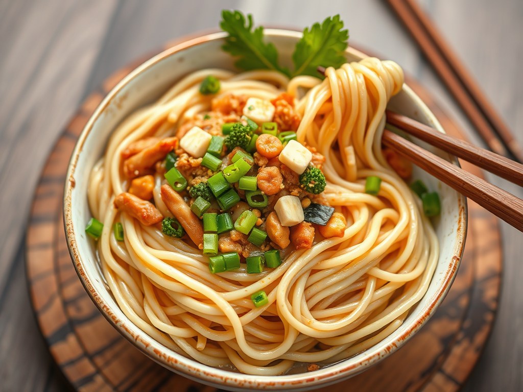 Dan Dan Noedels voor Vegetariers, AI-gegenereerde illustratie