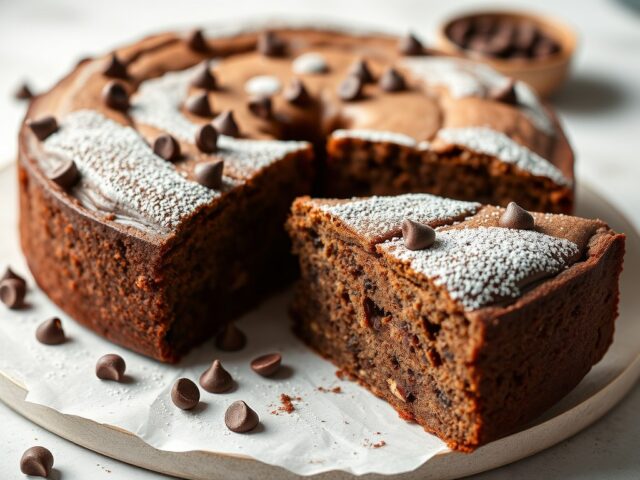 Decadente chocolate chips taart — AI-gegenereerde illustratie
