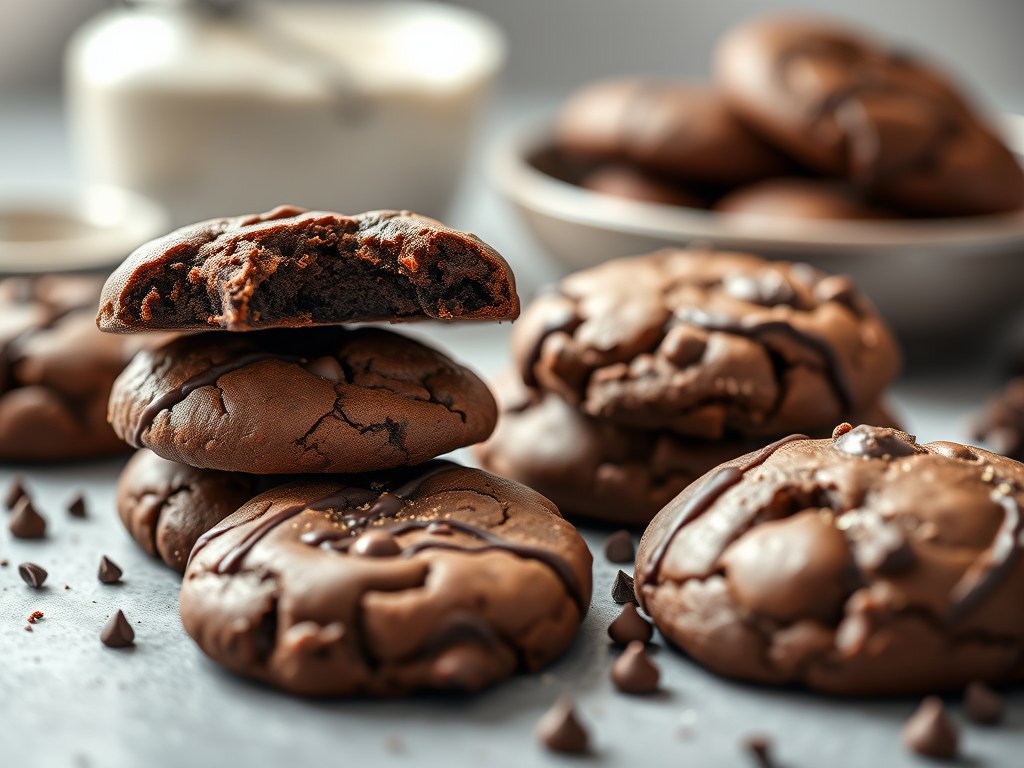 Double Chocolate Cookies uit eigen oven, lekker!!!, AI-gegenereerde illustratie